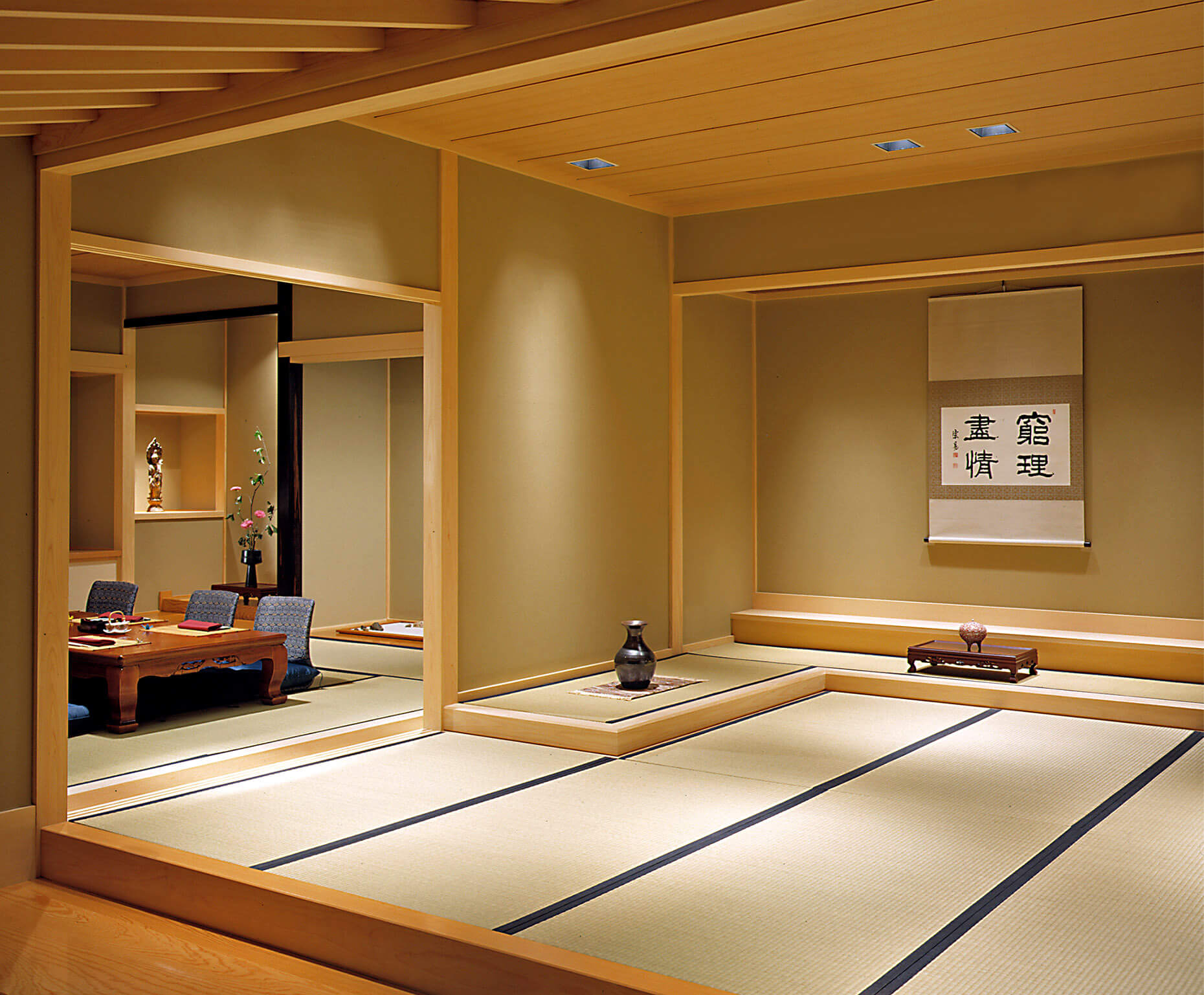 A tranquil view of the elegantly designed interior of Nakato Restaurant in Atlanta, Gerogia