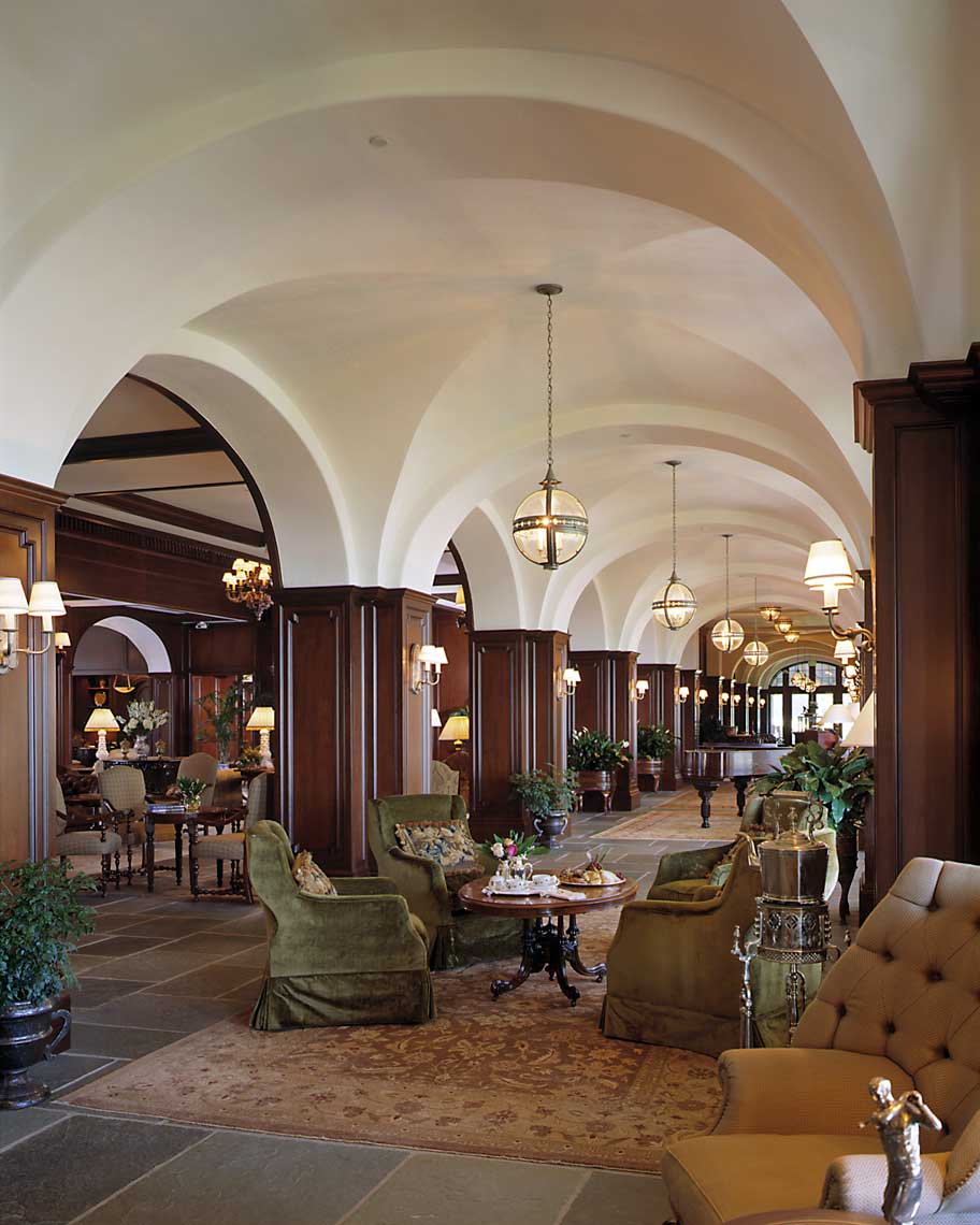 A view showing the traditional architecture in the lounge of The Lodge at Sea Island on St. Simons