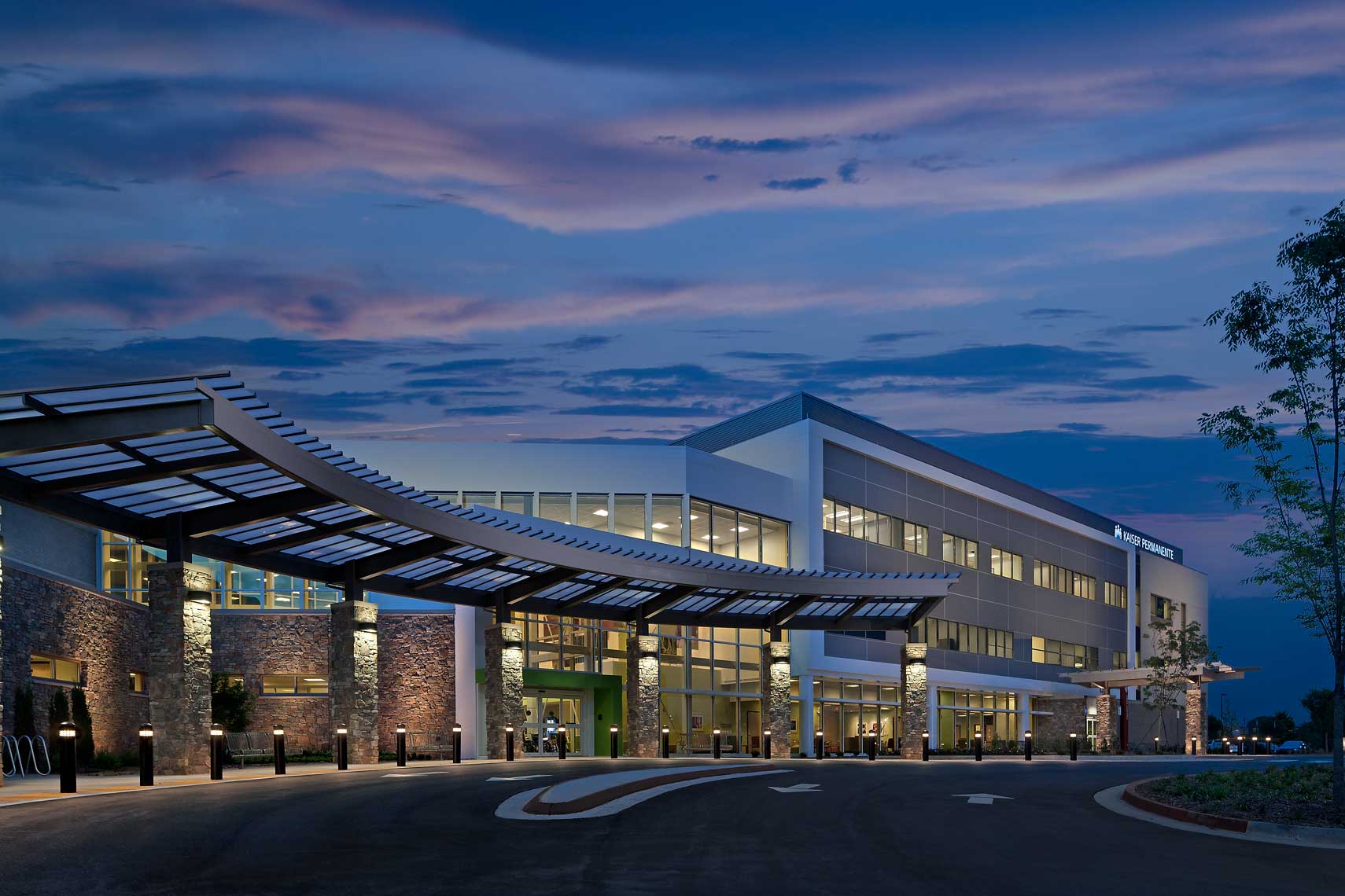 TownPark Comprehensive Medical Center in Kennesaw is shown to its best advantage in this twilight view
