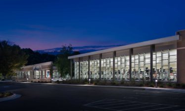 An exterior twilight view of the Ashford-Dunwoody YMCA - Atlanta Architectural Photographers