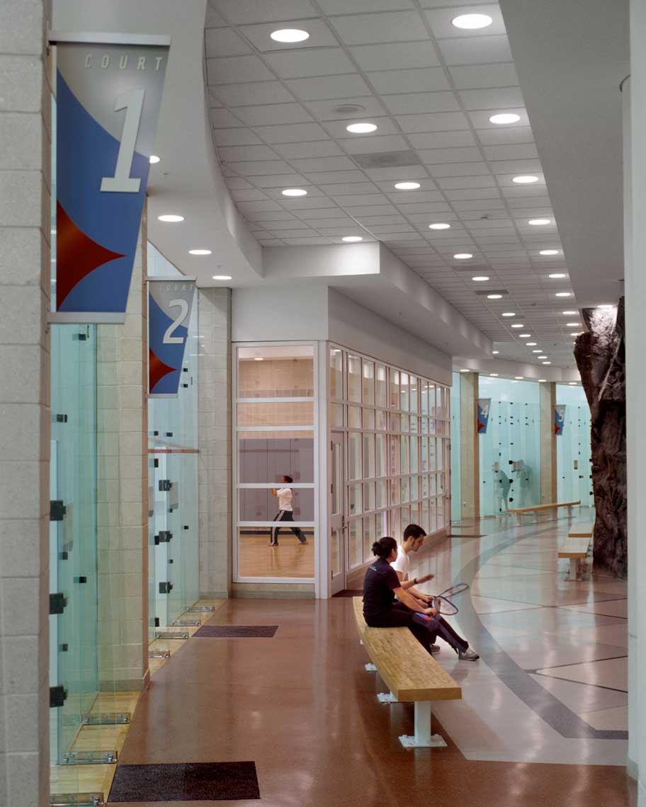 Strom Thurmond Fitness / Wellness Center at USC | Hallway Interior<br>Boudreaux / Cannon Design