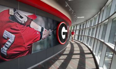 An interior daytime view of the hallway at the University of Georgia Foley Field facility - Atlanta Architectural Photographers