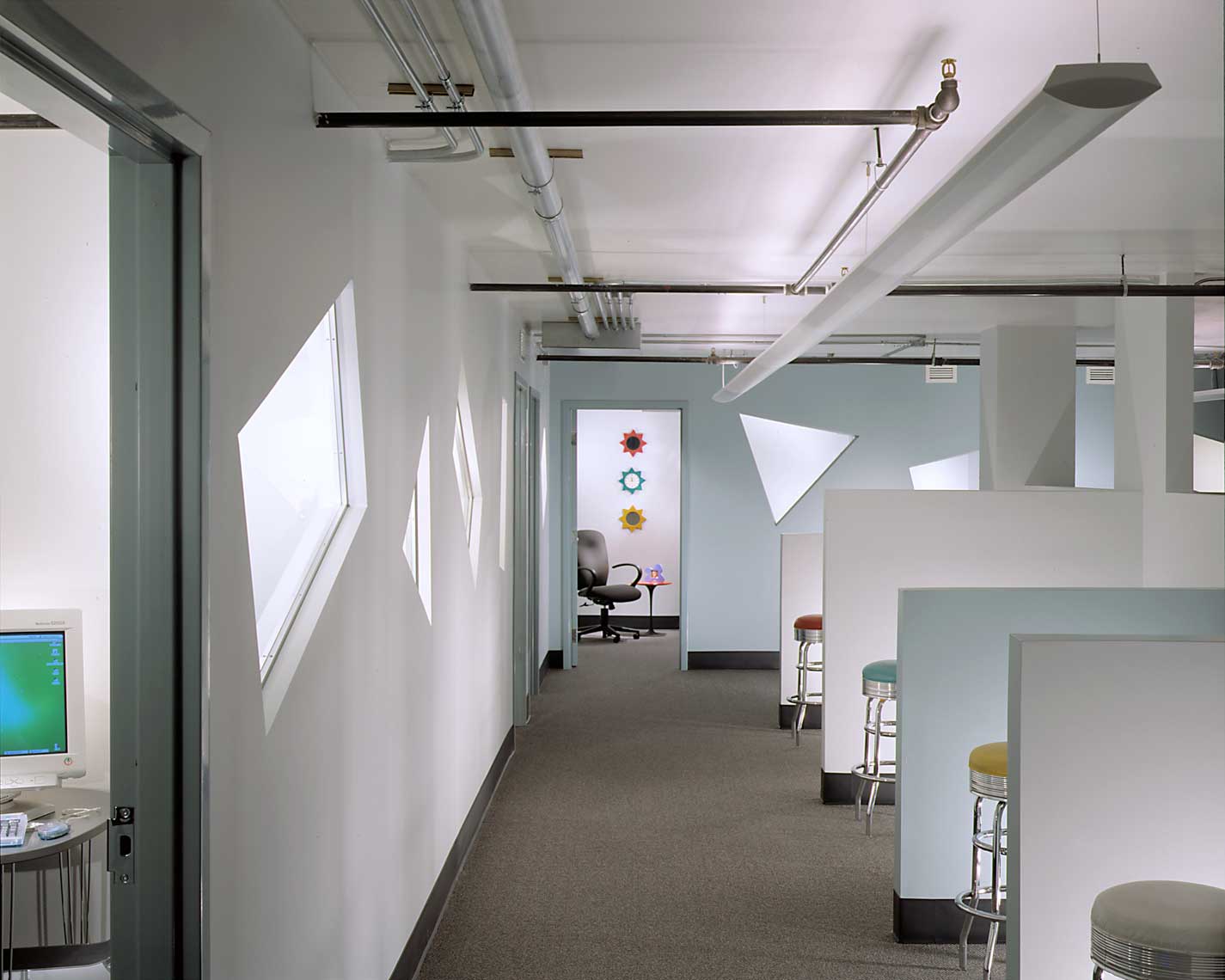 Interior view of the open office space at Exile on Seventh