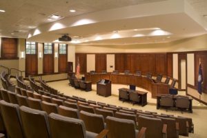 Interior view of the council chambers at the North Augusta Municipal Center