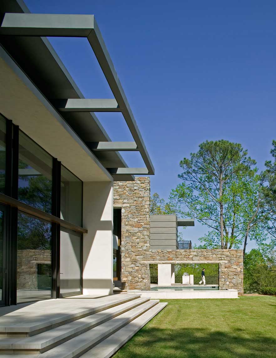 Exterior daytime view of Atlanta residence and patio