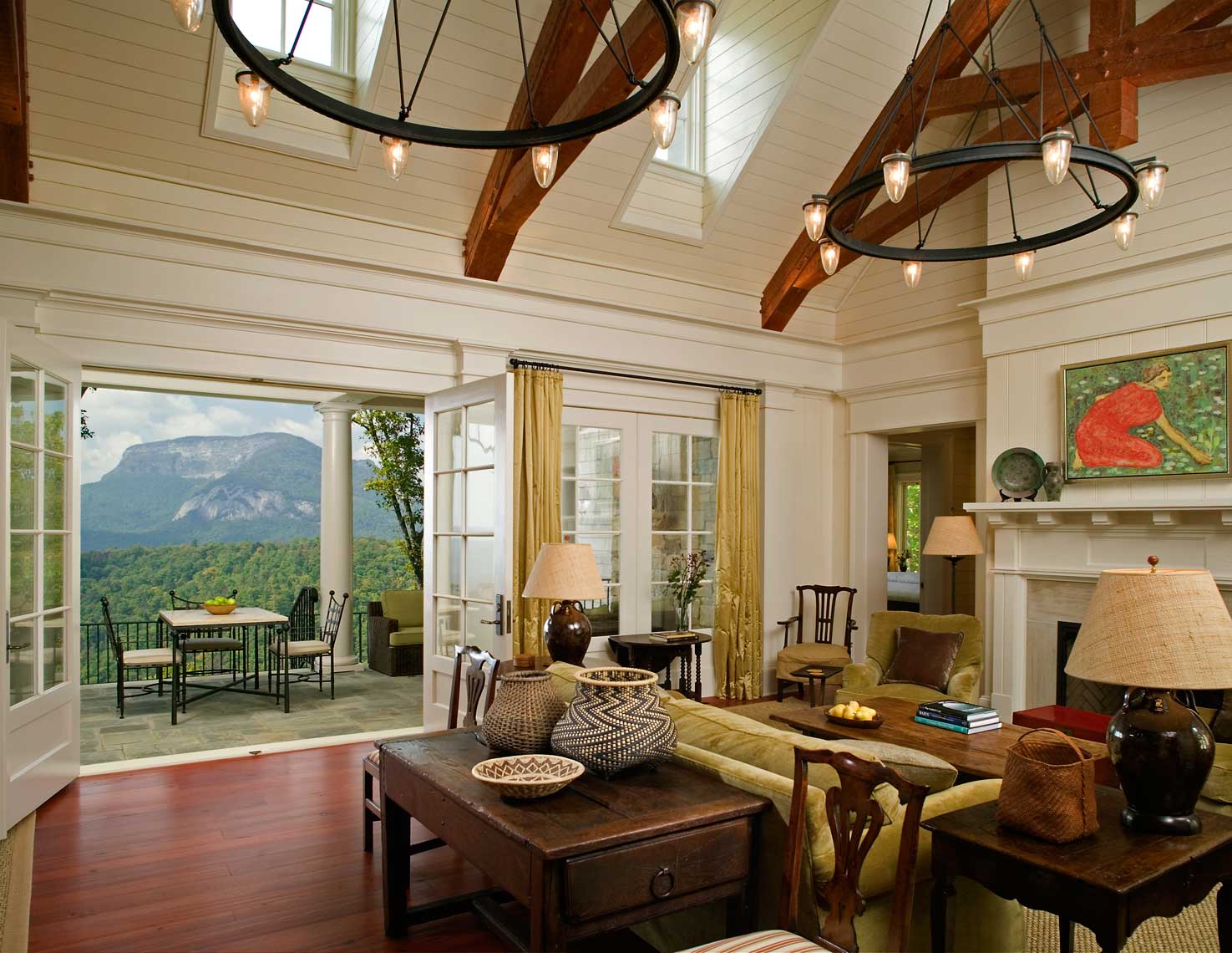 Cashiers Residence | Mountain Home Patio View<br>Surber Barber Choate & Hertlein Architects, Inc.