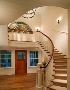 Interior view of the entry way and staircase at a Kiawah Island Residence
