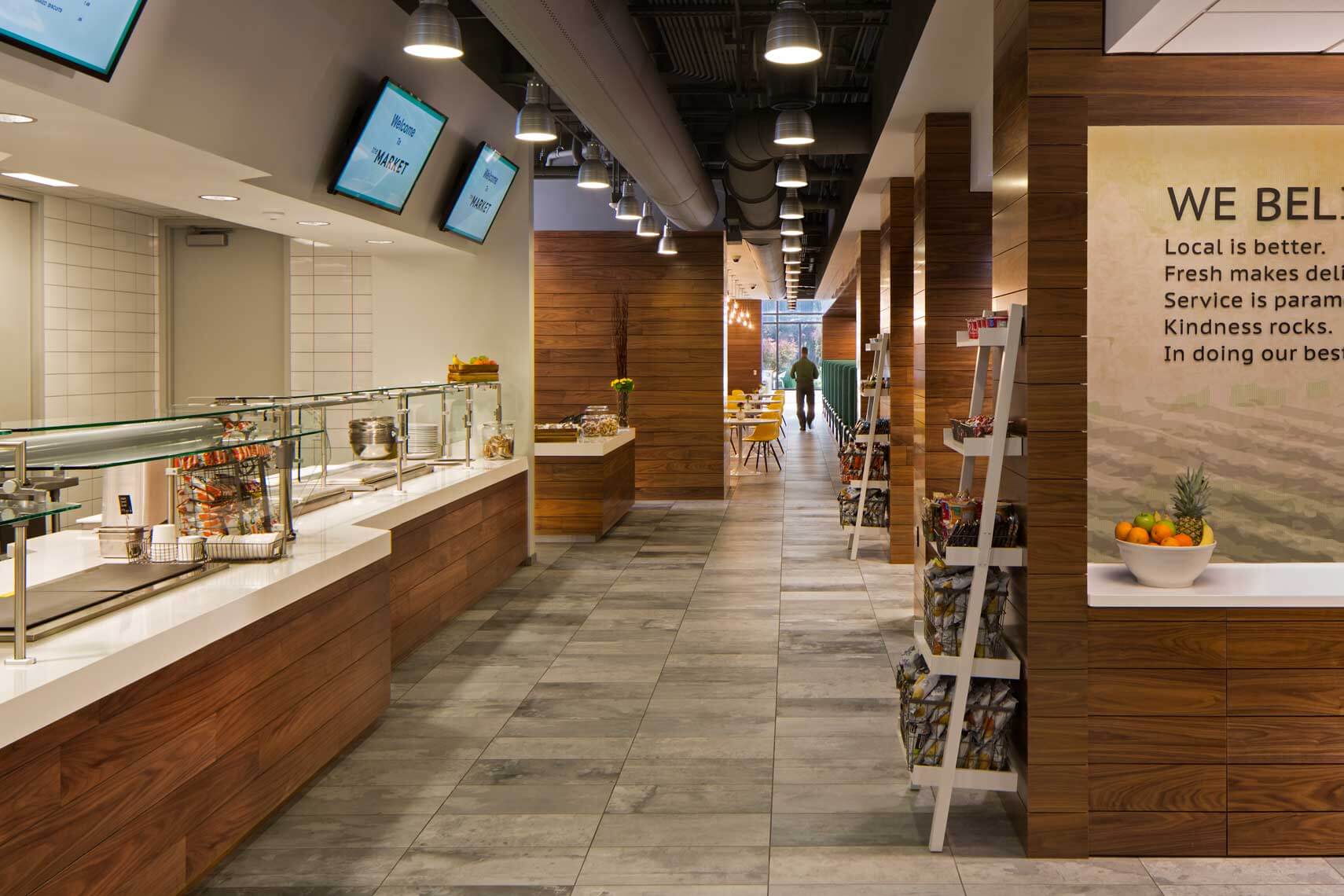 A view of the pleasantly designed servery within a corporate client’s headquarters