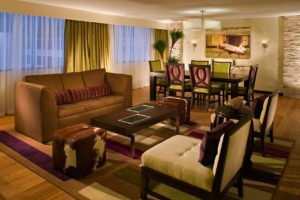 A fun view of the luxurious Presidential Suite at the Crowne Plaza Hotel Houston North Greenspoint