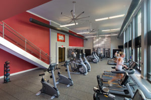 Residents enjoy the spacious and expansive two-story fitness center at Gables Emory Point