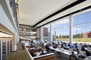 Daytime interior of the library at Georgia Gwinnett College