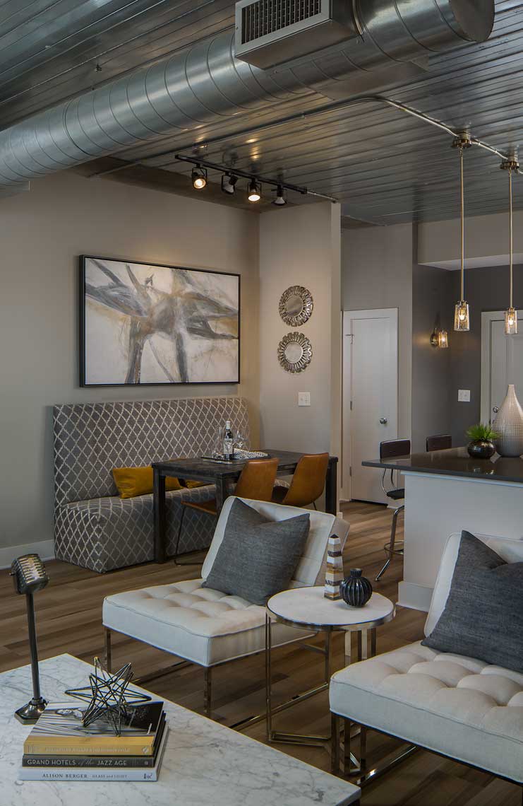 Goodwynn at Town Brookhaven | Model Living Room<br>Lincoln Property Company