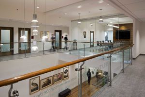 An interior view of the lobby at USC’s Hamilton College