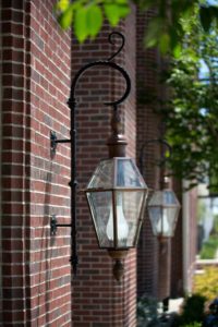 A photo of the elegant wrought iron outdoor lamp at Heritage Senior Residences at Columbia Parc