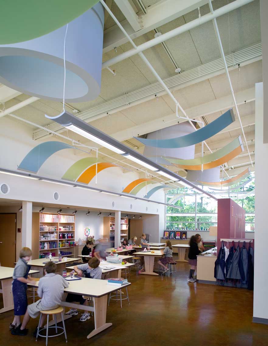 A view of the whimsical Art Classroom at Holy Innocents Episcopal School in Atlanta
