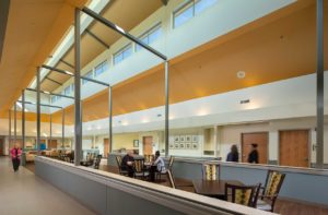 An interesting view of the spacious interior feel of the resident wing of Magnolia Manor Senior Living Community