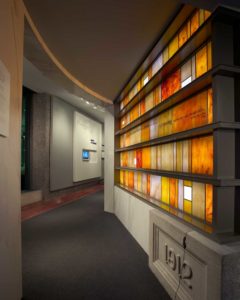 A view of the theater entrance in the Mayo Clinic Heritage Hall in Rochester, Minnesota