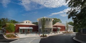A light and airy image of the exterior of Milton Branch Library in Milton, Georgia