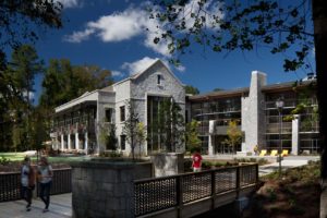 Daytime exterior view of the Turner Lynch Campus Center at Oglethorpe University