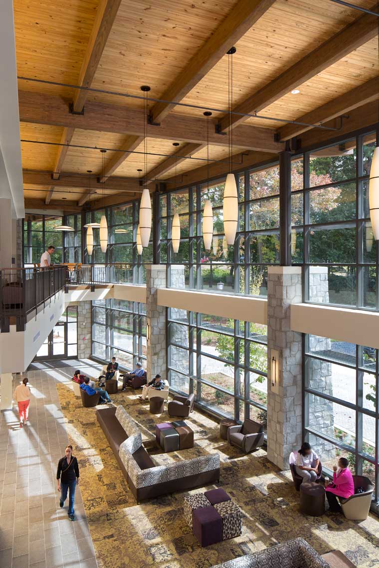 Daytime interior view of the Turner Lynch Campus Center at Oglethorpe University