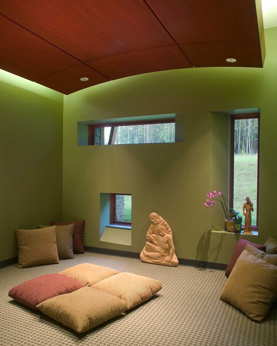 A photograph of the calming Meditation Room at the St. Francis Springs Prayer Center