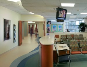 An interesting view of the multi-faceted pediatric waiting area at Tampa General Hospital