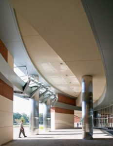 The entry to Trident Technical College is made interesting and engaging through the use of bold curves