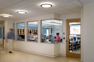 A photo of the Molecular Biology Lab from the observation hallway at the University of the South