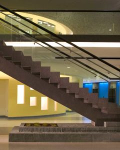 Dynamic shapes define this stairway detail at the Virginia Hospital Center in Arlington, VA