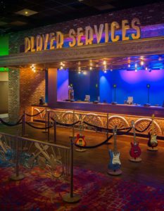 A photo of Player Services with custom guitar stantions at the B.B. King’s Blues Club in Montgomery, Alabama