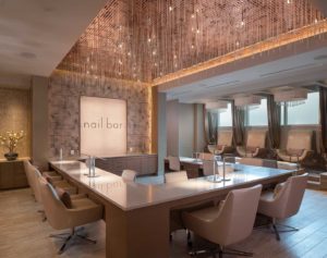 A comprehensive interior view of the exquisite Nail Bar at Wind Creek Wetumpka Spa Reserve