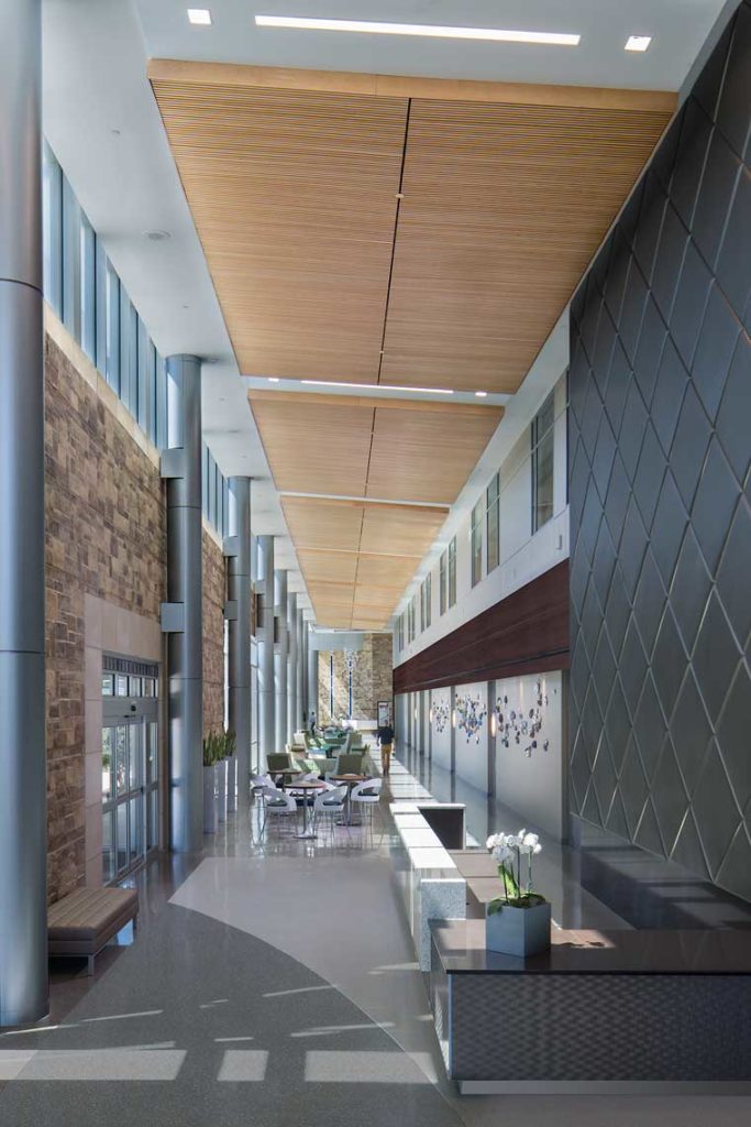 A photo of the Northside Hospital Cherokee Women's Center Reception corridor with sunlight