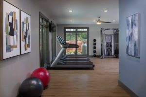 An inviting view of the Wood Bridge Apartment Community fitness center - Atlanta Architectural Photographers