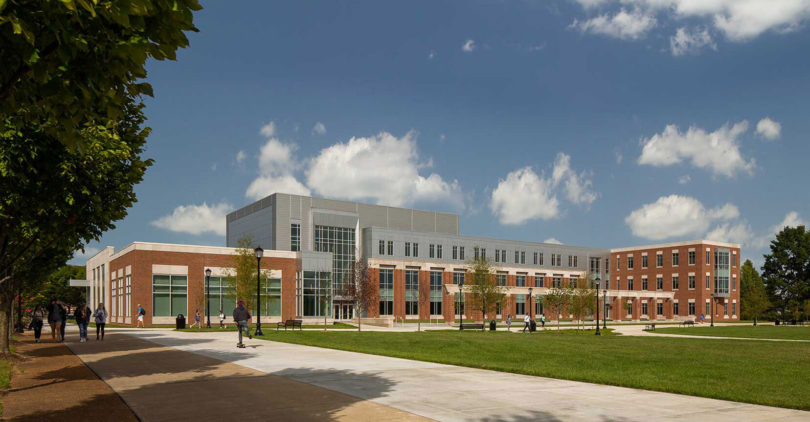 A view from the southwest corner of the quad of the MTSU Academic Classroom Building for the Behavioral Sciences