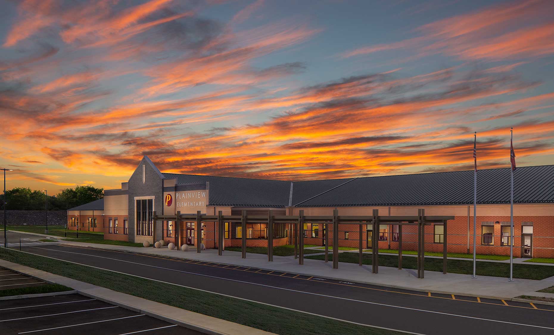 Plainview Elementary School at Sunset