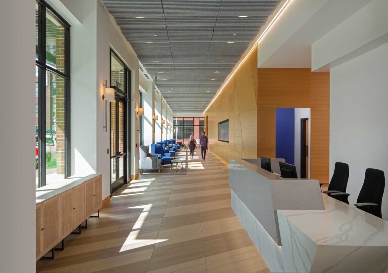 A sunlit daytime lobby view of the Georgia Municipal Association Building