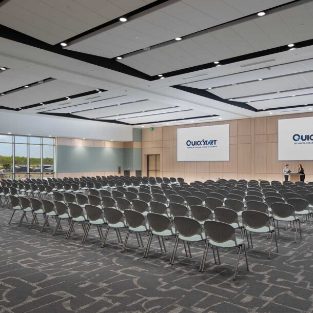 An interior view of a large multi-purpose room at the Quick Start - Hyundai Mobility Training Center of Georgia in Ellabell, GA