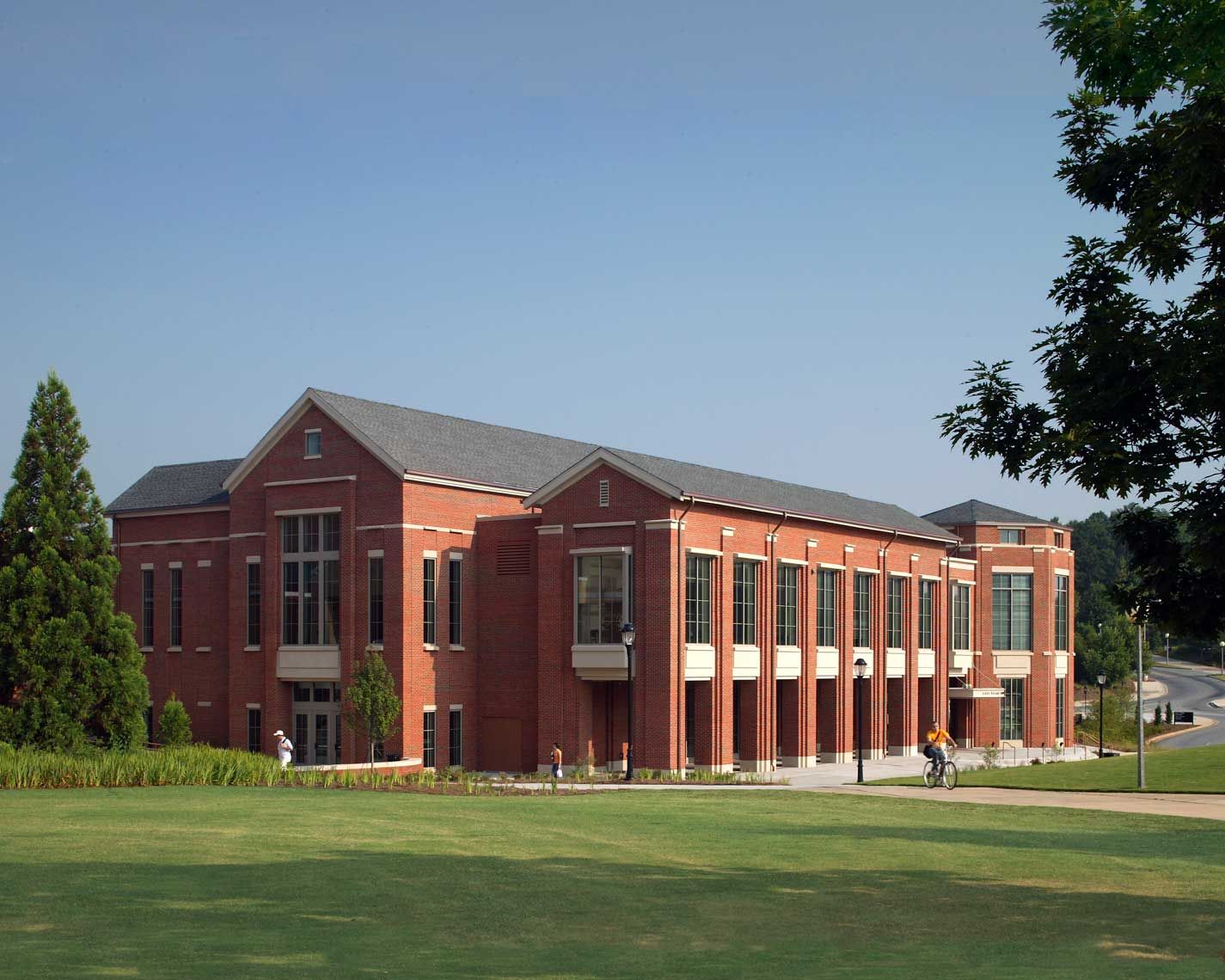 A daytime exterior view of the Joe Frank Harris Dining Hall at UGA
