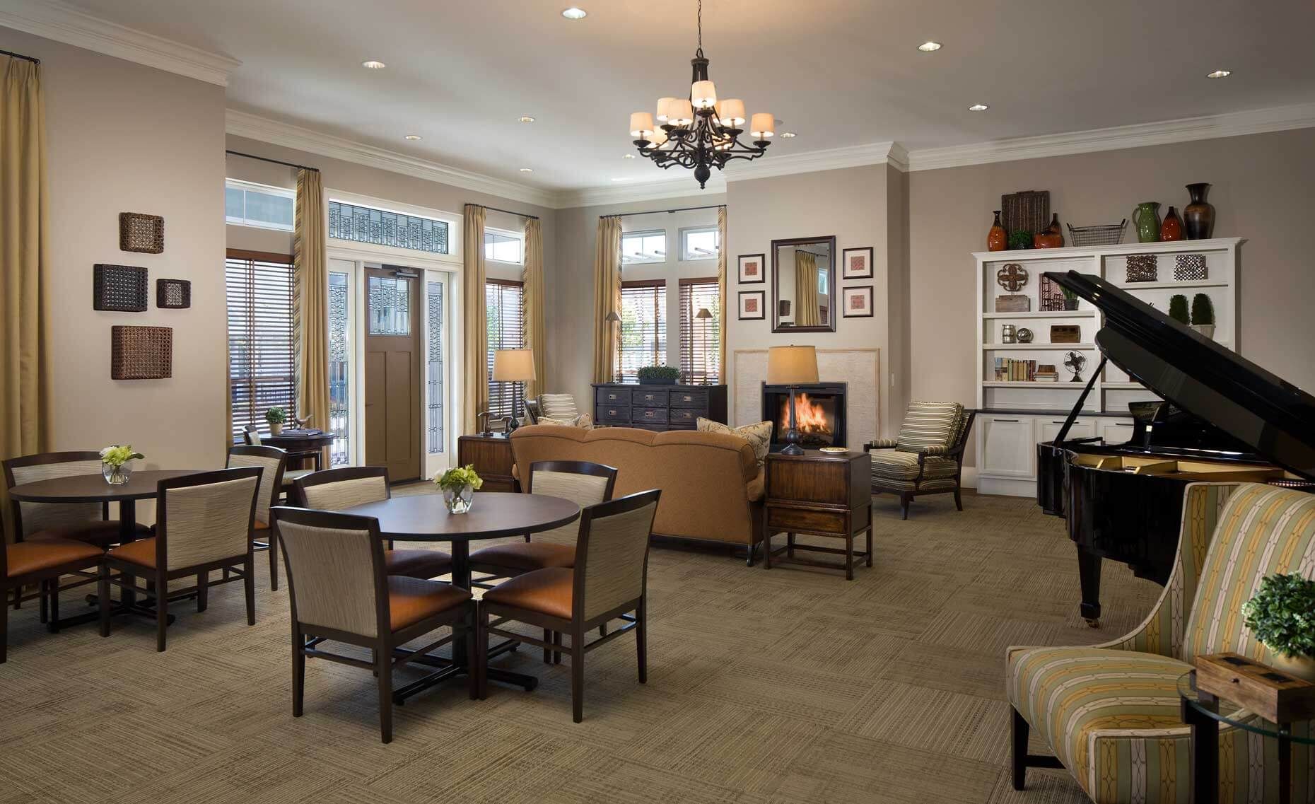 A photo of the interior furnishings in the welcoming clubhouse living room at The Cottages at Arbor Pointe