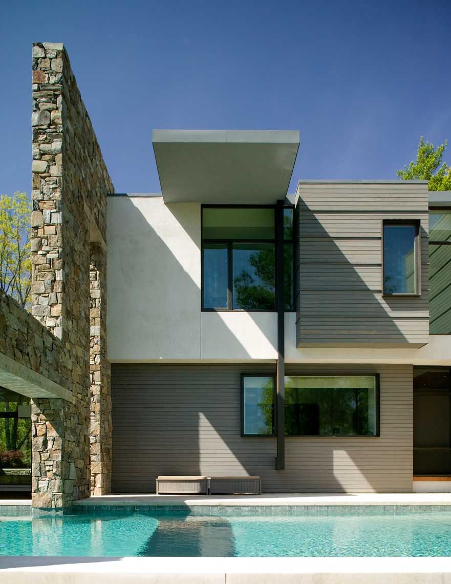 Exterior daytime view of Atlanta residence with pool
