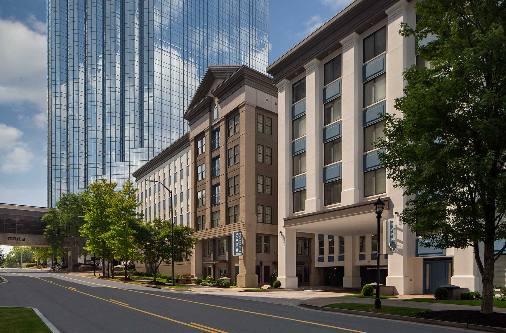 A photo of main entrance to 960 Buckhead from across Buckhead Avenue in Atlanta, Georgia