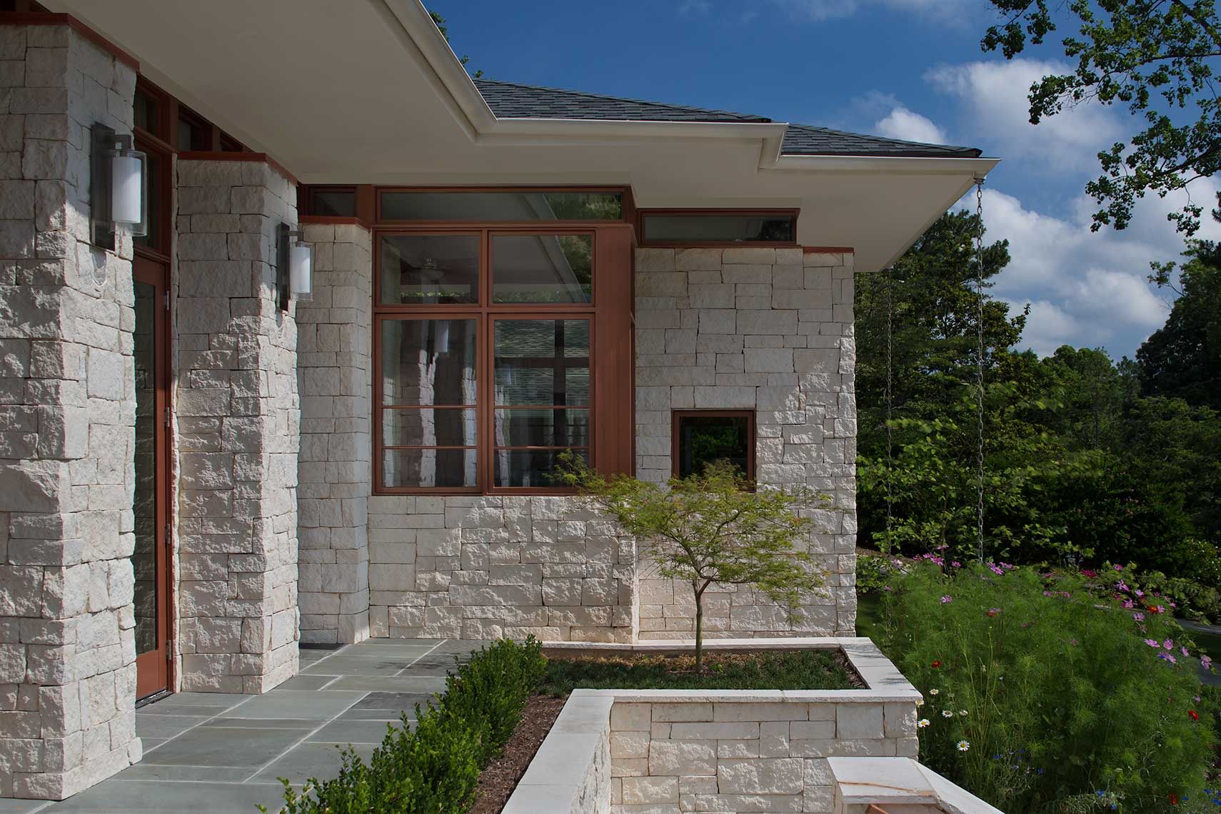 Exterior daytime view of a front entrance detail at Atlanta residence